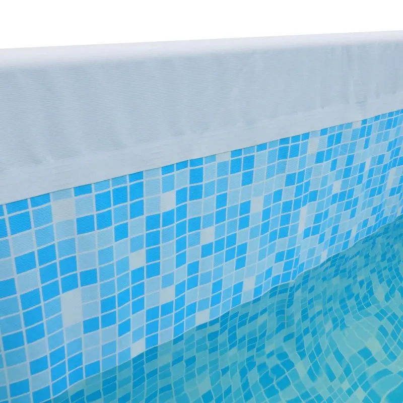 Piscina familiar your GEAR de acero 3x2x1 m, revestimiento interior con mosaico azul y blanco, exterior gris claro. Estructura reforzada, ideal para jardín o terraza, resistente y espaciosa.