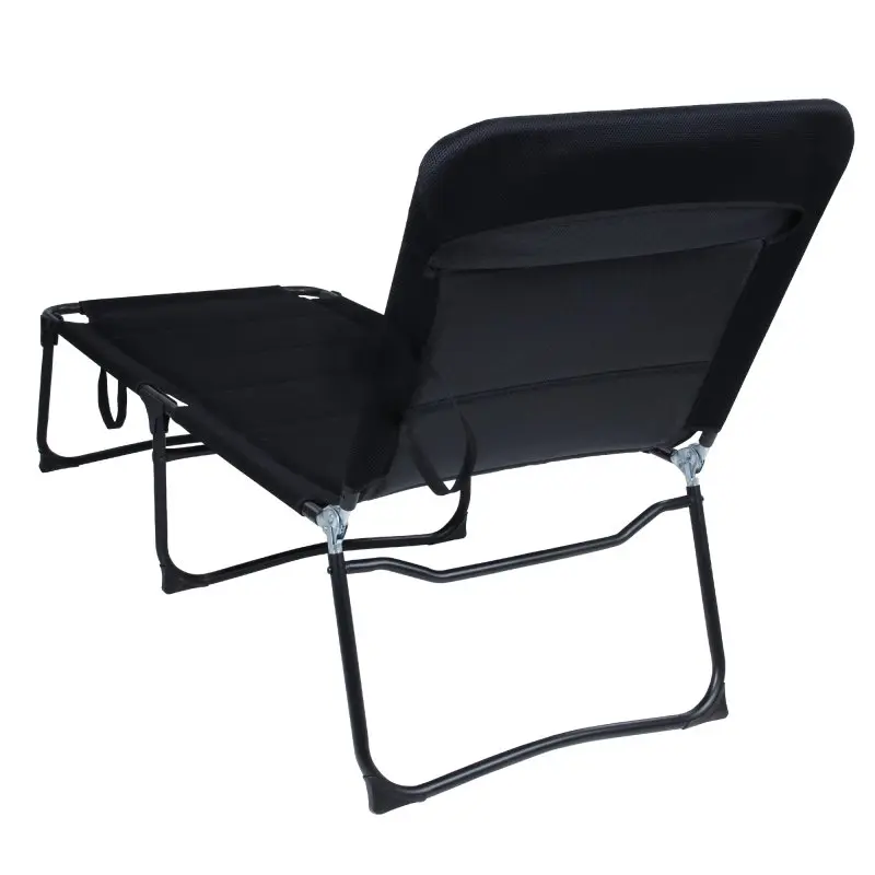 Chaise longue yourGEAR Salina 3D, grande taille, structure en aluminium noir, assise et dossier rembourrés avec revêtement mesh 3D respirant, fonction séchage rapide, adaptée pour jardin ou camping.