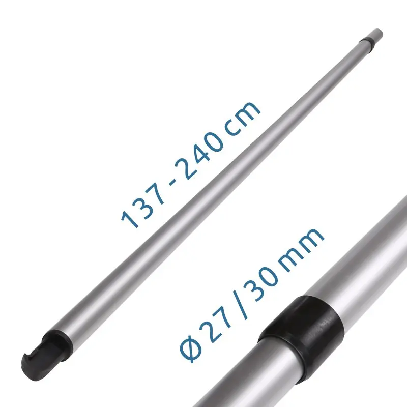 Barra tensora telescópica your GEAR Rafter Pole TO 1200 para toldo Thule Omnistor 1200, longitud ajustable 137-240 cm, diámetro 27/30 mm, color plateado con extremo de plástico negro.