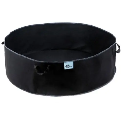 Sacco per piante yourGEAR Grow Bag 190L in tessuto non tessuto nero, forma rotonda Ø 92x30 cm, con maniglie laterali per il trasporto, ideale per coltivazione e trapianti, resistente e riutilizzabile.
