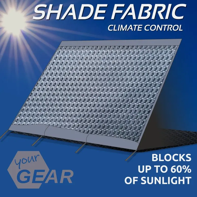 Panel frontal para toldo your GEAR Sun + Rain Blocker 4,3 x 2 m, tejido doble con malla especial, protege del sol, viento y lluvia, bloquea hasta un 60% de la luz solar, color gris, para caravanas.