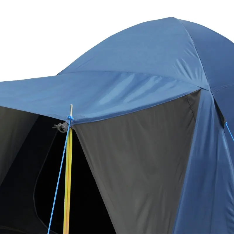 Tente coupole yourGEAR Bosa 3 personnes, bleu et gris, entrée protégée par un auvent, tissu imperméable 3000 mm, ventilation visible, idéale pour camping et festivals.