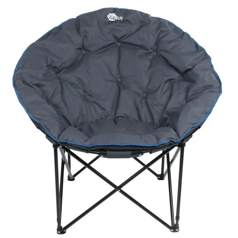 yourGEAR Ortona XXL Moon Chair, gepolsterter faltbarer Campingstuhl mit rundem Sitz, 100 cm Durchmesser, robustes Kreuzgestell aus Metall, Outdoor Klappsessel in Dunkelgrau, belastbar bis 130 kg.