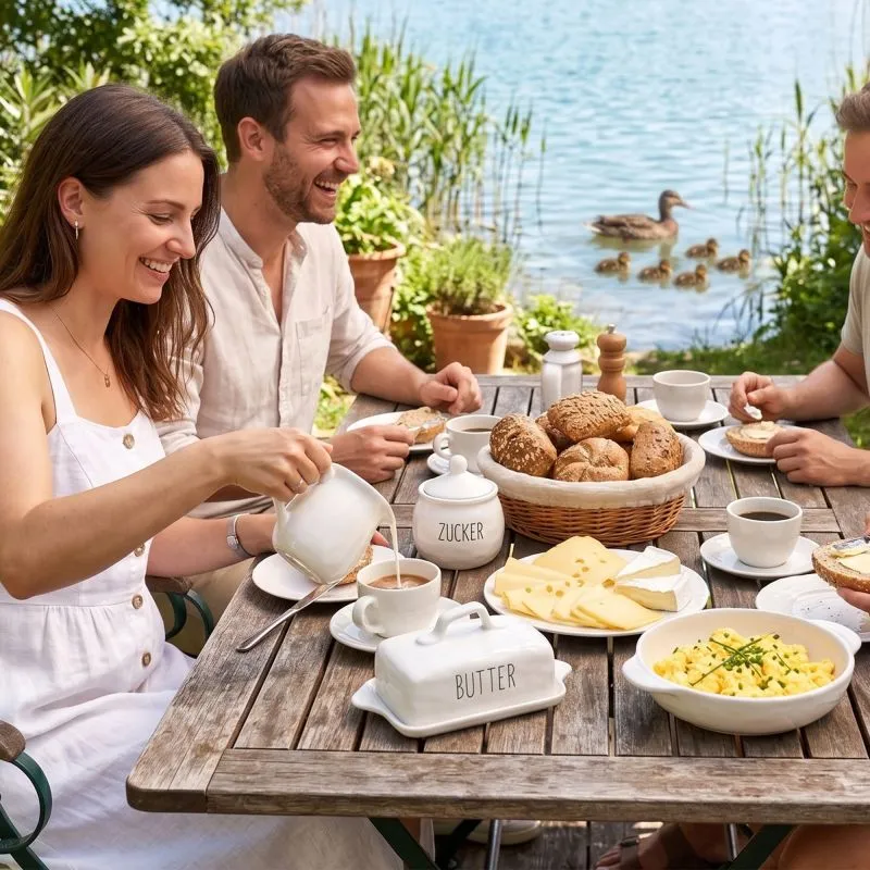 PURWERK Milch und Zucker Set Weiß Keramik – Hammerschlag-Design