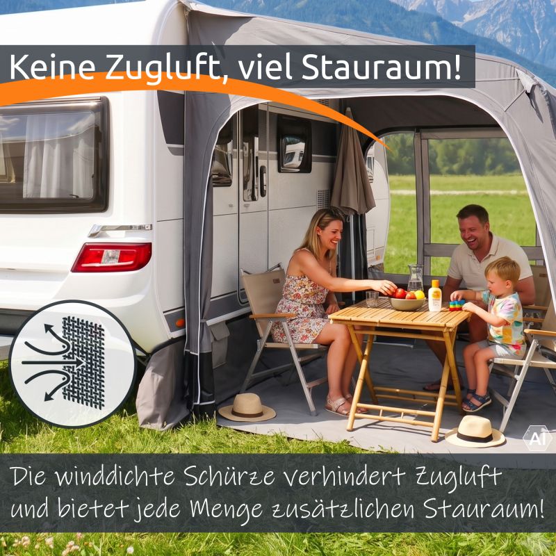 your GEAR Draftskirt - Bodenschürze 650 x 60 cm Wohnwagen Wohnmobilschürze mit Staufächern