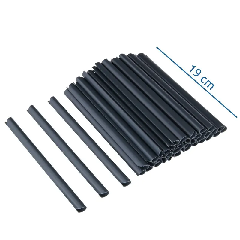 yourGEAR Zaun Sichtschutzstreifen aus schwarzem, gewebeverstärktem PVC, 19 cm breit, nebeneinander gestapelt, ideal für Einzel- und Doppelstabmattenzäune, Länge 50 m, inklusive Clips zur Befestigung.