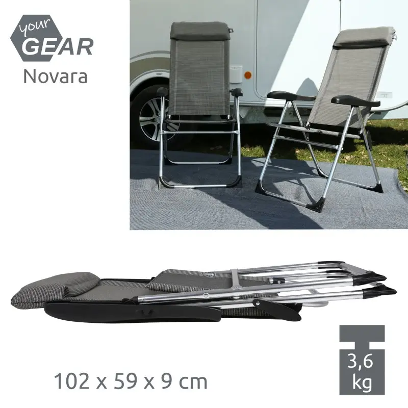 2nd Chance - your GEAR Novara Set - 2 Hochlehner, Aluminium Campingstühle, 7 Positionen, Gartenstuhl max 140 kg (71497)
