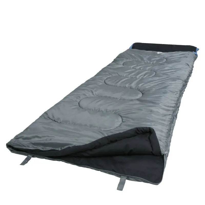 Sac de couchage your GEAR Marin -7°C, rectangulaire, 220x80 cm, bleu et gris, avec grande capuche, doublure chaude, adapté pour 3-4 saisons, idéal camping, extérieur, matière déperlante.