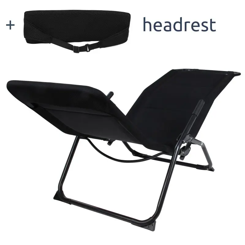 Lettino 3D Gartenliege von yourGEAR, schwarze klappbare Saunaliege mit stabilem 25 mm Aluminiumrahmen, atmungsaktivem 3D Mesh-Bezug und abnehmbarem Kopfkissen, Outdoor geeignet, bis 120 kg belastbar.