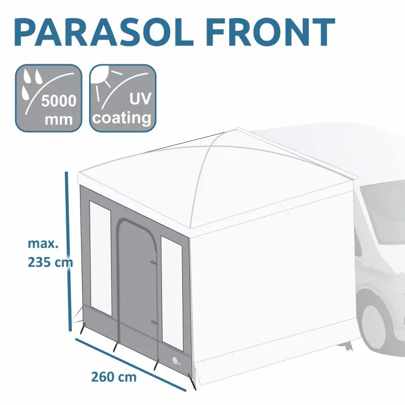 2nd Chance - your GEAR Parasol Vorderwand - 260x235 cm Frontwand mit Tür & Fenster, UV 50+, 5000mm WS (71541)