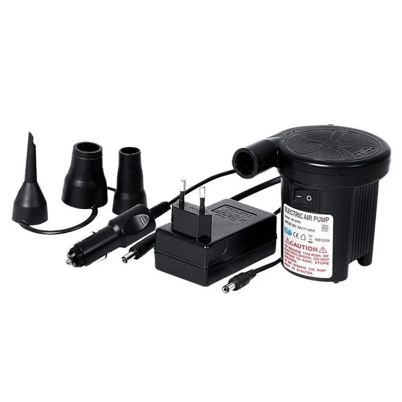Pompa elettrica Jilong 230V/12V con 3 adattatori, compressore d’aria 25 mbar, presa auto e spina europea, ideale per gonfiare materassini, piscine e gonfiabili.