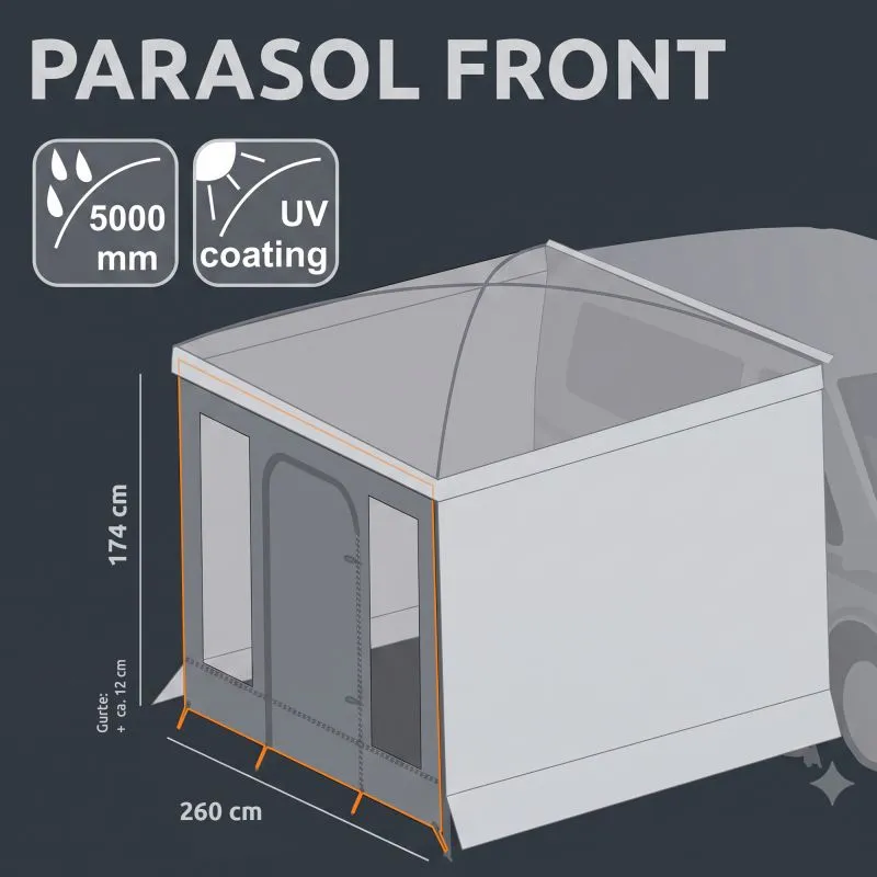 your GEAR Parasol Vorderwand - 260x235 cm parete frontale con porta e finestra, UV 50+, 5000mm