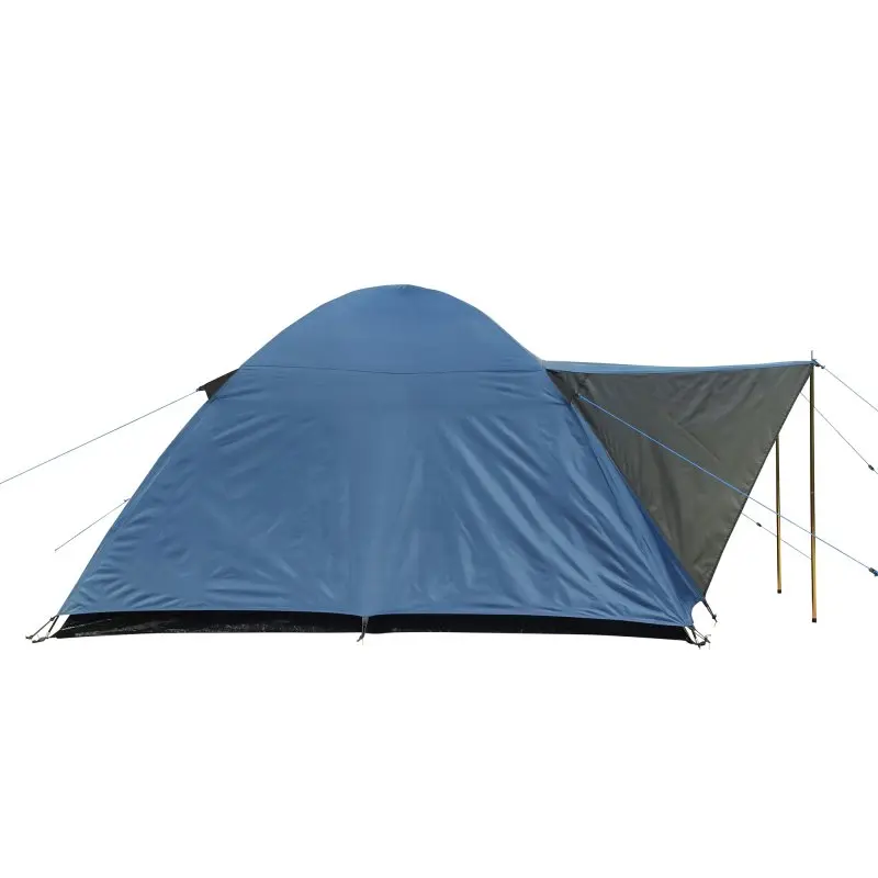 Tente yourGEAR Bosa 3 personnes, forme dôme, bleu et gris, entrée protégée avec auvent, ventilation visible, tissu imperméable 3000 mm, adaptée au camping, festivals et courts séjours.