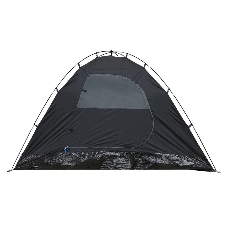 Tente dôme yourGEAR Matera 3 places, coloris bleu gris, avec grande fenêtre, porche, ventilation, cabine de couchage sombre et tissu imperméable 3000 mm, idéale pour le camping et les festivals.