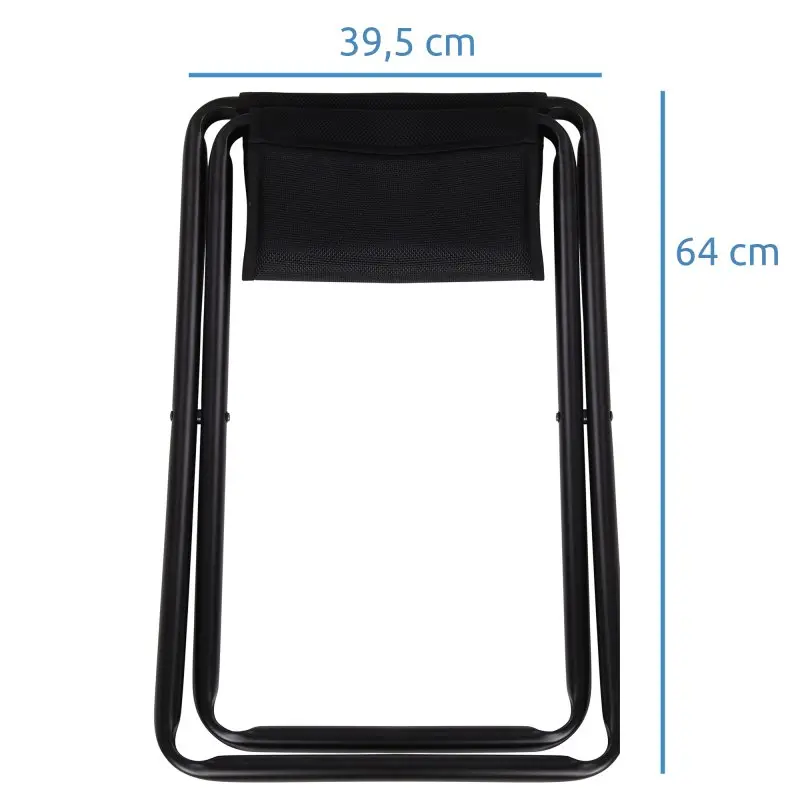 Sgabello yourGEAR Tavolino3D pieghevole in alluminio con seduta in 3D mesh nero, dimensioni 39,5x64 cm, struttura robusta, ideale per campeggio o outdoor, portata fino a 120 kg.