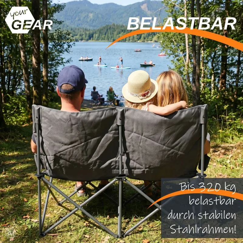 your GEAR Campingsofa Modena - XXL Campingstuhl für 2 Personen, max 320 kg, extra lang, gepolstert
