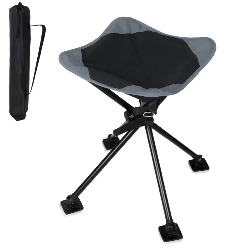 Sturdy your GEAR camping stool Sesto with four legs, large square feet, and a wide fabric seat, shown with a black carrying bag. Supports up to 120 kg, ideal for outdoor use and camping.