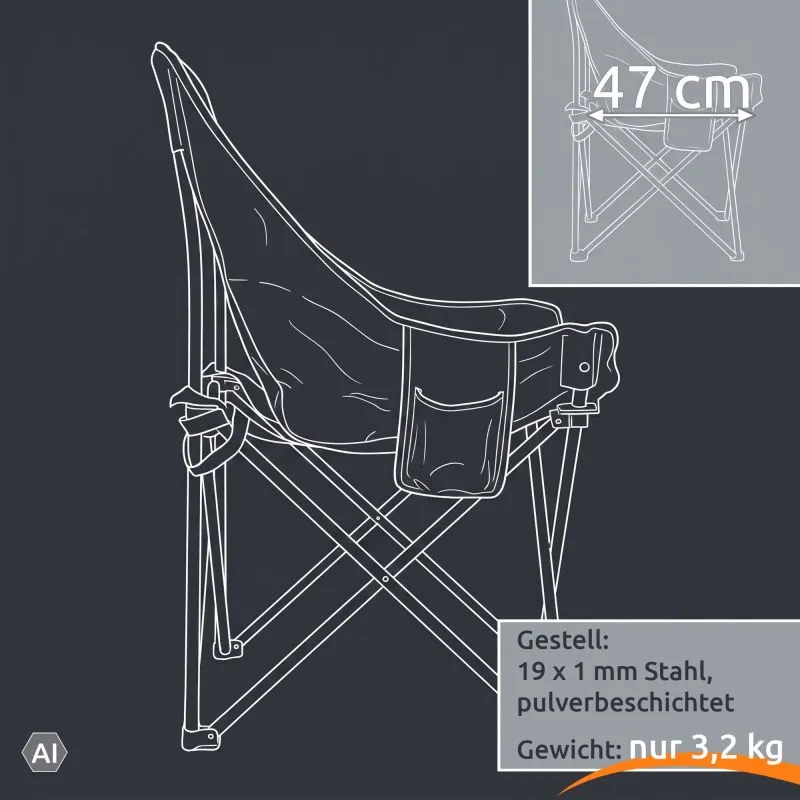 your GEAR Campingstuhl Imola - gepolsterter XXL Bucket Chair, extra breit mit hoher Rückenlehne