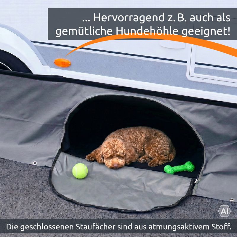 your GEAR Draftskirt - Bodenschürze 650 x 60 cm Wohnwagen Wohnmobilschürze mit Staufächern