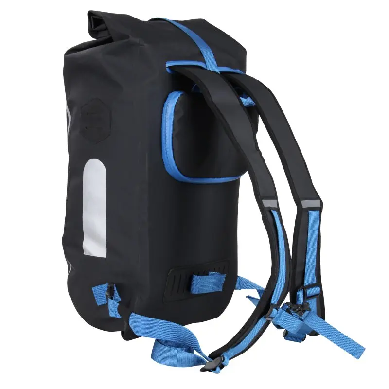 Sac à dos yourGEAR Arco 19 L noir et bleu, imperméable, avec bretelles réglables, bandes réfléchissantes et fermeture enroulable, utilisable comme sacoche de vélo, sac à dos ou sacoche pour ordinateur portable.