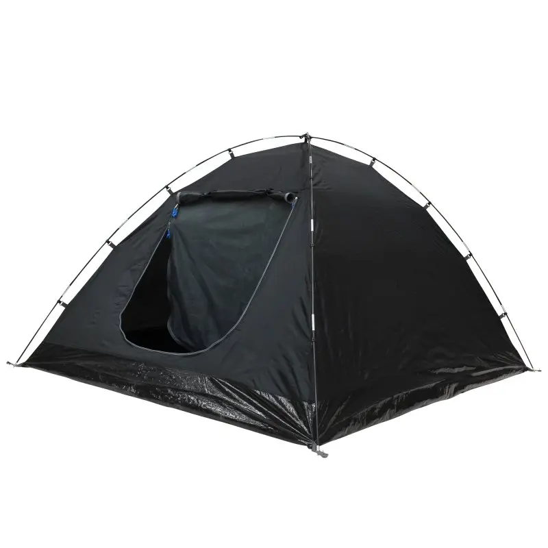 Tente dôme yourGEAR Bosa 3 personnes, couleur bleu et gris, entrée protégée avec auvent, ventilation, tissu imperméable 3000 mm, cabine de couchage sombre, idéale camping et festivals.