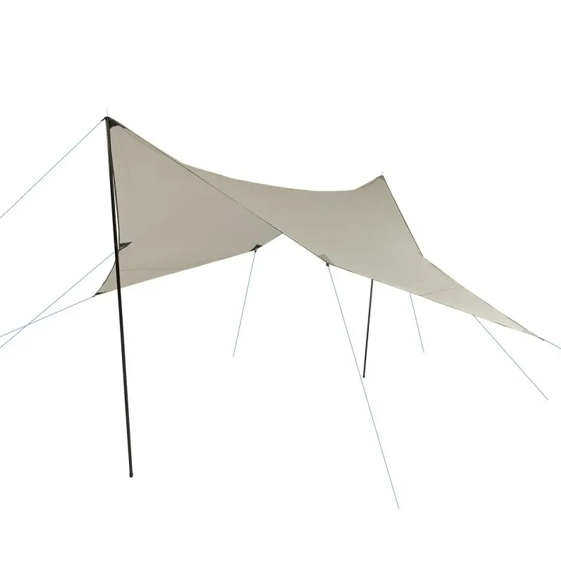 yourGEAR Sonnensegel Atrani 3x3 m in Beige-Grau, viereckig, mit 2 Aufstellstangen und Spannseilen aufgebaut, wasserdicht, ideal als Sonnenschutz für Camping, Garten oder Festival, UV-Schutz 50+.