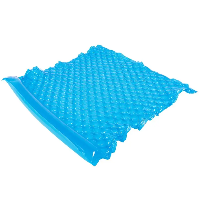 Blaue Jilong Wave Mat Duo Luftmatratze für 2 Personen, 218x183 cm, mit Waffelstruktur und integriertem Kopfkissen, geeignet als Schwimmmatte, Poolliege oder Strandmatte für Kinder und Erwachsene.