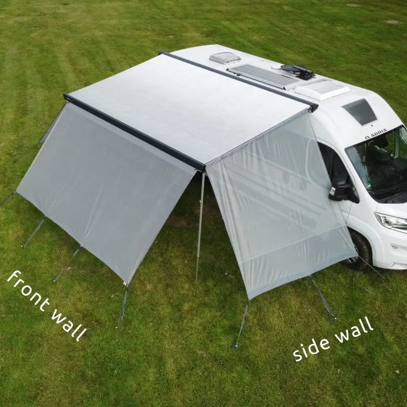 Set de 2 paredes laterales your GEAR Capri para toldo de caravana, tejido transpirable, montaje fácil con barras de tensión, protección solar y visual, compatible con Thule, Fiamma y Dometic.