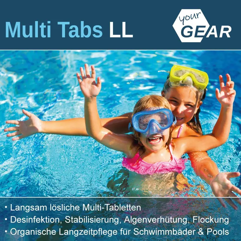 yourGEAR 1 kg Multi Tabs 200g Chlor Tabletten Algenverhütung pH Stabilisierung Flockung Kristallklar