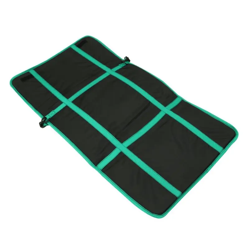 Padded exercise mat from the Carnegie Fitness Set, shown in black with green edges and straps, ideal for yoga, Pilates, and home workouts. Durable, non-slip surface for comfortable and safe training.